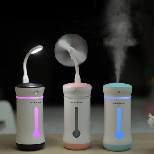 New Creative 300ml 3 in 1 Air Humidifier with Mist Fan&Led Night Light Ultrasonic Essential Oil Diffuser for Home Office Car