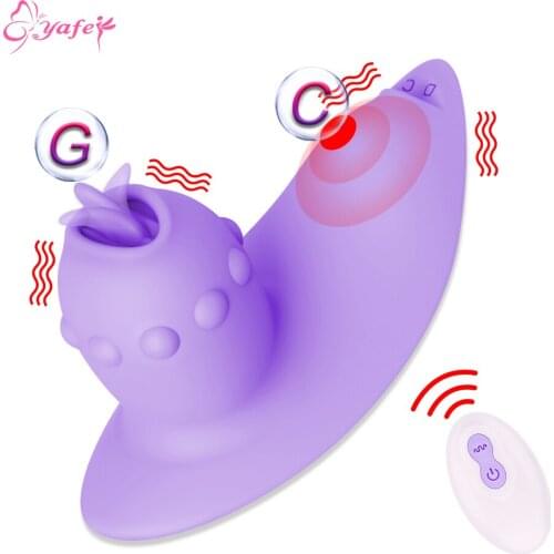 Womens Panties Vibrator Wireless Wearable G Spot Vibrating Tongue Licking Clitoris Stimulator Female Masturbator Sex Fidget Toy