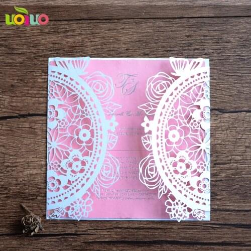 10Pcs white flower Romantic Party Delicate Carved Butterlies Invitation Card Pattern Hollow Wedding Invitation Envelope