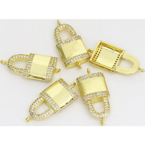 10 Pcs Zirconia Lock shape pendant charms jewelry Necklace pendant Connector jewelry accessories Women Jewelry 51664