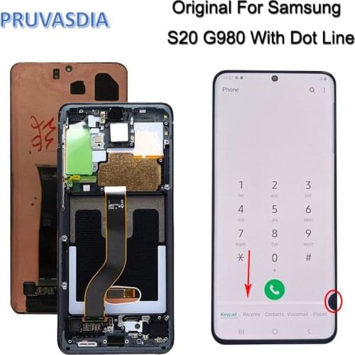 100% Original AMOLED For Samsung Galaxy S20 LCD Touch Screen G980 G980F G980F/DS LCD Display Touch Screen Digitizer With Dot