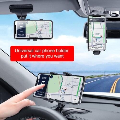 2021 New Multifunctional 360°Rotation Car Phone Holder Auto Dashboard Rearview Mirror Mobile Phone GPS Hold For Car Accessories