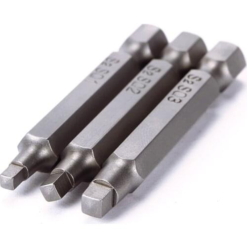 3Pcs/Set High Quality 50mm 1/4 Inch Magnetic Square Head Screwdriver Bits Hand Tools #95259