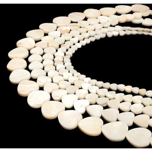 6mm/8mm/10mm/12mm/18mm White Heart Shape Natural Mother of Pearl Shell Beads Love Heart Beads Handmade Diy Accessories Fittings