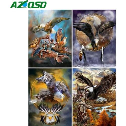 AZQSD Diamond Painting Eagle Cross Stitch Kits Sale Diamond Embroidery Animal Mosaic Picture Of Rhinestones Handmade Home Decor