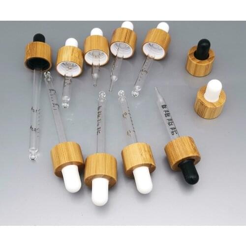 500 *18MM 18/410 Aluminum screw cap white black bulb glass pipette Dropper accessories for 5ml-100ml bottles bamboo dropper lids