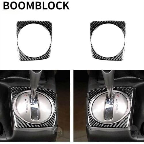 Car Center Console Automatic AT Gear Shift Panel Frame Trim Cover Real Carbon Fiber Sticker For Honda Civic 8th Gen 2006-2011