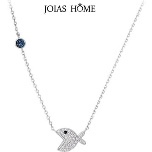 JoiasHome Charms 925 Sterling Silver Necklace for Women Trendy AAA Zircon Fish Clavicle Chain Female Party Neck Ornament Gift