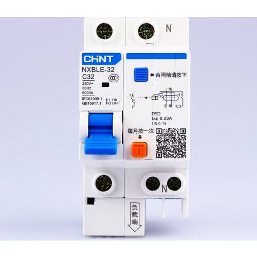 CHINT NXBLE-63 1P+N 6A 10A 16A 20A 25A 32A 40A 50A 63A 230V 50/ RCBO Earth Leakage Circuit Breakers With Leakage Protection