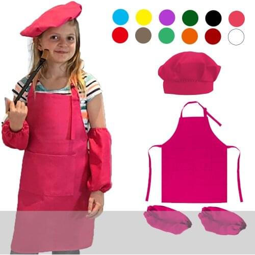 Kids Chef Set Complete Children Kitchen Playset with Chef Cap and Apron and Sleeve for Cooking Baking Painting Decorating Party