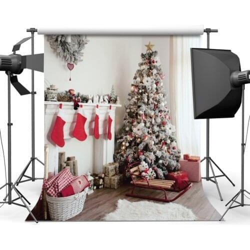Fireplace Socks Decor Christmas Photography Backdrops for Photo studio Backgrounds for Children Baby Party Photo Shooting