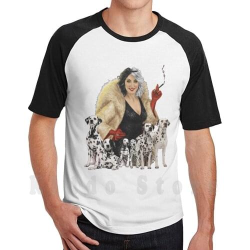 Cruella De Vil T Shirt Print For Men Cotton New Cool Tee Vile Cruella Pas Padilla Villains Fanart Dalmatian 101 Dalmatians Save