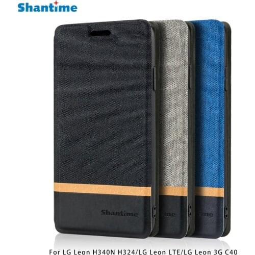 Canvas PU Leather Phone Bag Case For LG Leon H340N H324 Flip Case For LG Leon LTE LG Leon 3G C40 Case Soft Silicone Back Cover