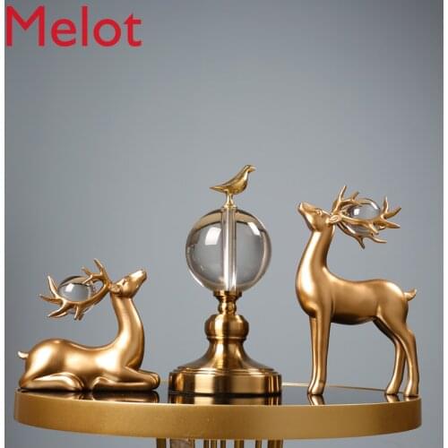 Crystal ball deer modern creative luxury high-end living room ornaments TV cabinet wine cabinet porch model room soft d