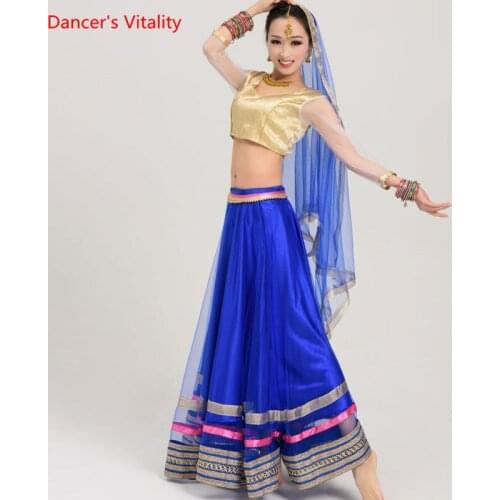 India Dance Performance Clothing Top&skirt&Veil 3pcs set for Women/girls Belly Dacing Suit Stage Performance/Practice Costume