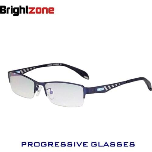 Classic Men Business Affairs Titanium Progressive Multifocal Complete Prescription Eyeglasses Half Rim Frame Presbyopic Glasses