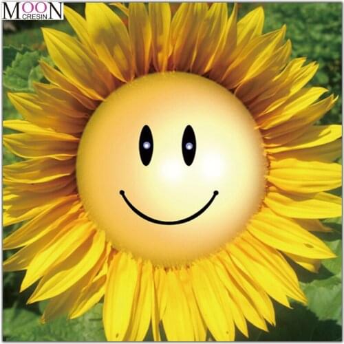 MOONCRESIN Diy Diamond Painting Cross Stitch Smile Sun Flower Diamond Mosaic Full Round Diamond Embroidery Decoration Gift Resin