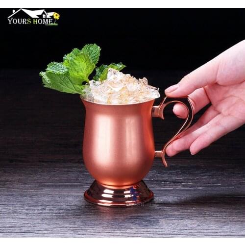 340ml Stainless Steel Drum Type Moscow Mug Hammered Copper Plated Beer Mug Beer Cup Water Glass Drinkware Bar Tool Barware