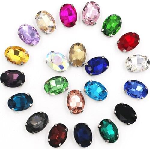 New arrivals Oval shape sew on rhinestones with claw, full color goods in stock