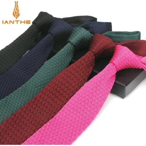 Brand New Fashion Navy Black Neck Tie Wedding Knitted Ties for Men Skinny Ties Man Gravata Polyester Narrow Knitted Neckties
