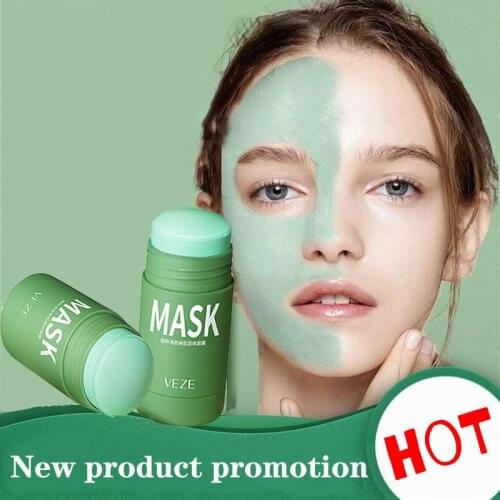 Green Tea Oil Control Eggplant Cleansing Solid Mask Anti-Acne Moisturizing Whitening Mud Stick Mask Face Care