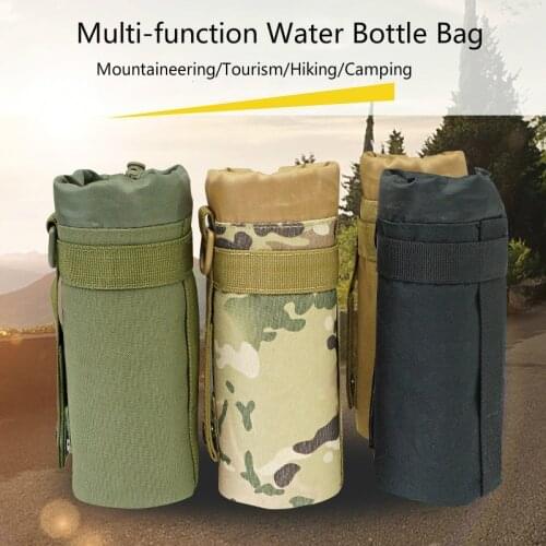 Hunting Water Bottle Bag Molle System Kettle Pouch Holder Camping Cycling Bottle Bag Drawstring Pouch Bag for Tactical Backpack