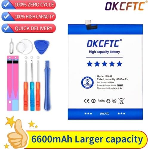 OKCFTC Original BM49 6600mAh Battery For Xiaomi Mi Max BM49 High Quality Phone Replacement Batteries
