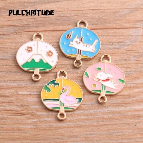 4pcs 20*25mm Alloy Metal Drop Oil 4 Style Animal Charms Connector Pendant For DIY Bracelet Necklace Jewelry Making