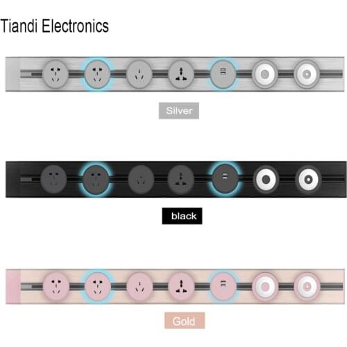 Movable wall-mounted power track socket free-sliding waterproof multifunction outlet panel with USB charge wifi control adapter