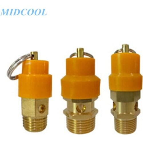 Air Compressor Safety Pressure Relief Valve Yellow Cap DN6 1/8" DN8 1/4" DN10 3/8" DN15 1/2" DN20 3/4"