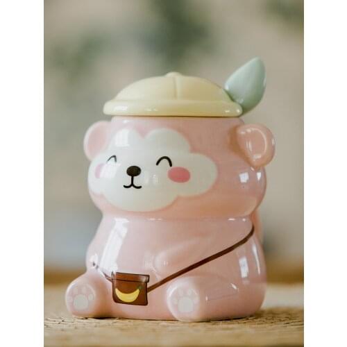 Lovely Mark Cup Girl Heart Creative Gift Ceramic Water Ins Wind Breakfast Milk Coffee With Lid Spoon