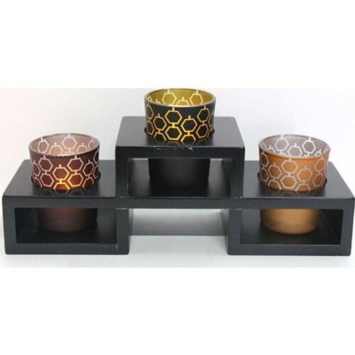 Manufacturers supply daily adornment wholesale room sitting room decorate wooden glass candlestick suit led candles