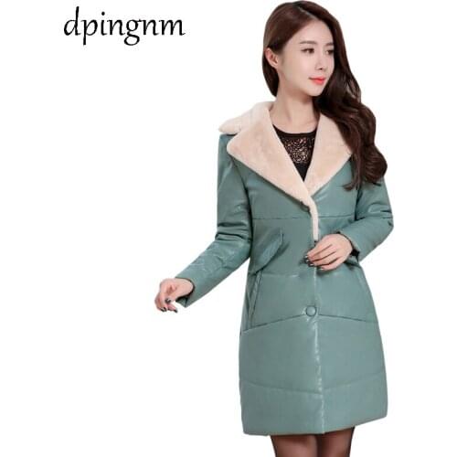 Fur Coat Sheep Shearing Fur Lamb Fur Coats 2018 Winter Coat Women Wool Jacket Hooded Tops PU Lining Long Korean Tops ZT254