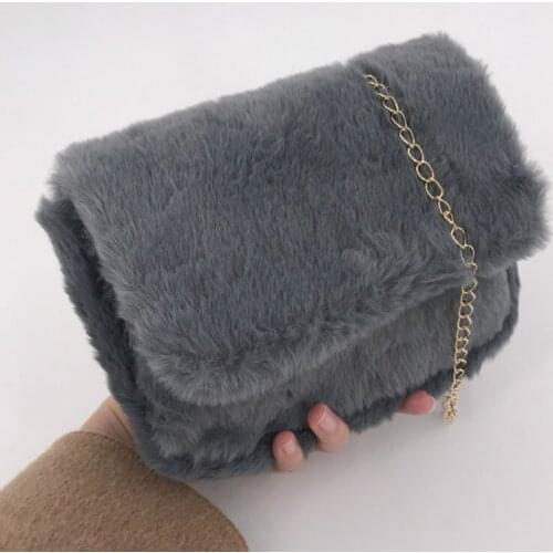 Faux Fur Crossbody Bags for Women Autumn Winter Plush Purses And Handbags Female Phone Shoulder Bag Girls Wallet