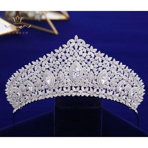 European Royal Oversize Tiaras Crowns Gifts for Brides Full Zircon Wedding Hairbands Crystal Wedding Hair Accessories