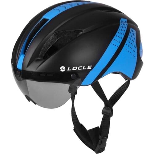 LOCLE Magnetic Goggles Cycling Helmet 4 Lenses DH MTB Road Mountain Bike Helmet Riding Speed Time-Trial Bicycle Helmet