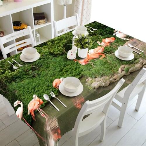 Flamingo tablecloth Waterproof Polyester fiber Cabinet Cover 3D Table cloth banquet Round Table Cover Customized size Pillowcase