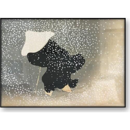 Japanese Art Poster Snow Kamisaka Sekka Vintage Woodblock Canvas Print Winter Storm Asian Art Painting Antique Wall Art Decor