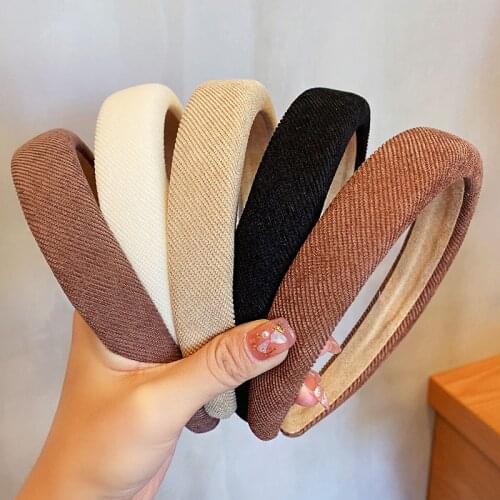 Women Vintage Solid Sponge Simple Hairbands Elegant Hair Decorate Headband Hair Hoops Sweet Headwear Fashion Hair Accessorires