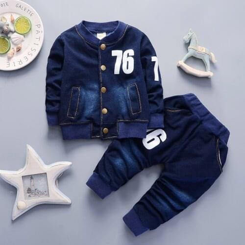 ZWY280 Children Boys Clothing Sets Spring Autumn Fashion Denim Jacket+Pants 2pcs Kids Sport Suit Little Boys Clothes