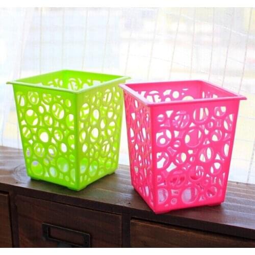 1PC Fashion Kawaii Multicolor Plastic Pen Holder Square Pen Holder Hollow Pen Pot Home Office Stationery Supplies OK 0101