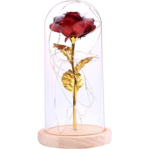1PC Beauty And The Beast Rose Rose In LED Glass Dome Forever Rose Red Rose Valentines Day Mothers Day Special Romantic Gift