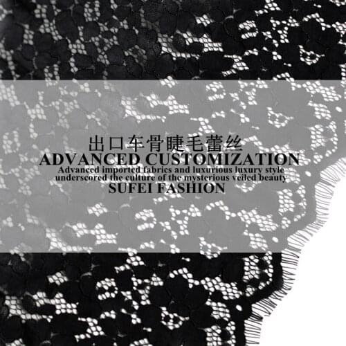 140*150cm eyelash black cotton polyester cut-out lace dress clothes blouse fabric 2 patterns available S070