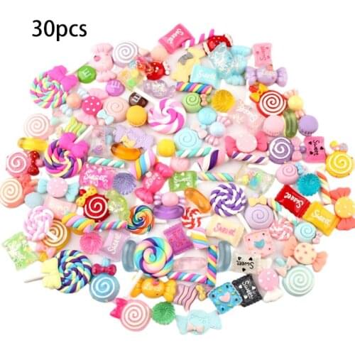 30/50/100Pcs Assorted Resin Charms Mixed Candy Sweets Drop Oil Flatback Cabochon Beads for DIY Scrapbooking Phonecase Crafts