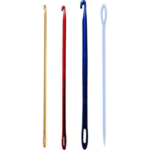 4PCS 2.75mm 4.0mm 6.0mm Afghan Tunisian Aluminium Crochet Hooks with An Eye Knitting Needles Hook for Women Knitting Tools