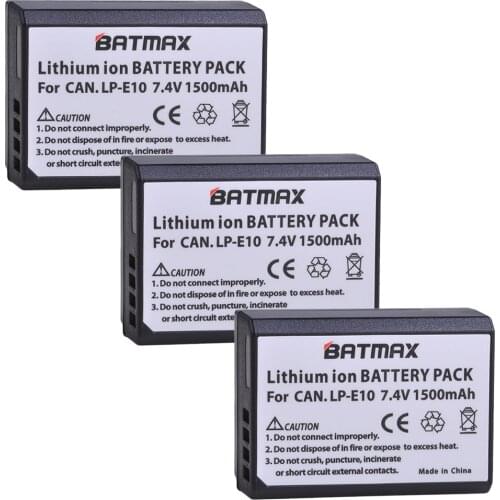 3Pcs LP-E10 LP E10 LPE10 Rechargeable Camera Batteries for Canon EOS 1100D 1200D Kiss X50 X70 Rebel for T3 T5 EOS1100D EOS1200D