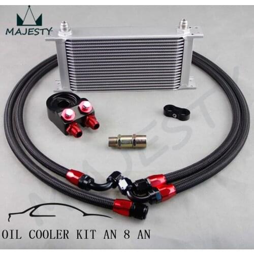 AN-8AN 19 ROW UNIVERSAL FILTER SANDWICH OIL COOLER NYLON BRAIDED OIL LINE KIT