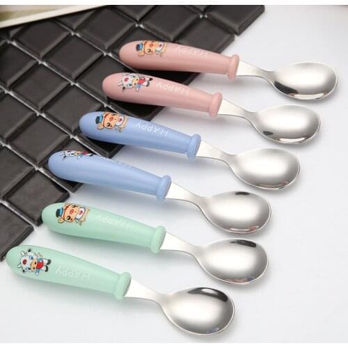 304 stainless steel Childrens tableware creative cartoon stainless steel fork baby eating spoon feeding spoon