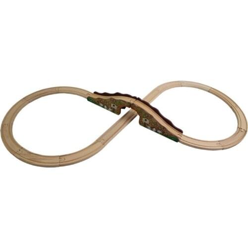 EDWONE 16PCS 8 LOOP Tracks Slot Train Wooden Railway Accessories Station Crosse Component Educational Toy fit for Biro