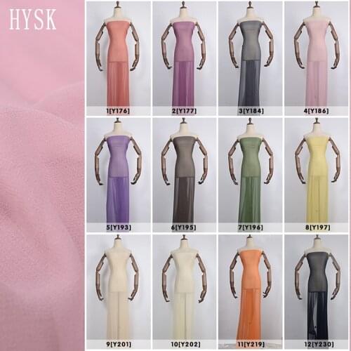 HYSK 100%natural silk chiffon fabric solid 12 multicolor pure tulle silk material purple navy blue for saree/dress/skirt/suit Y4